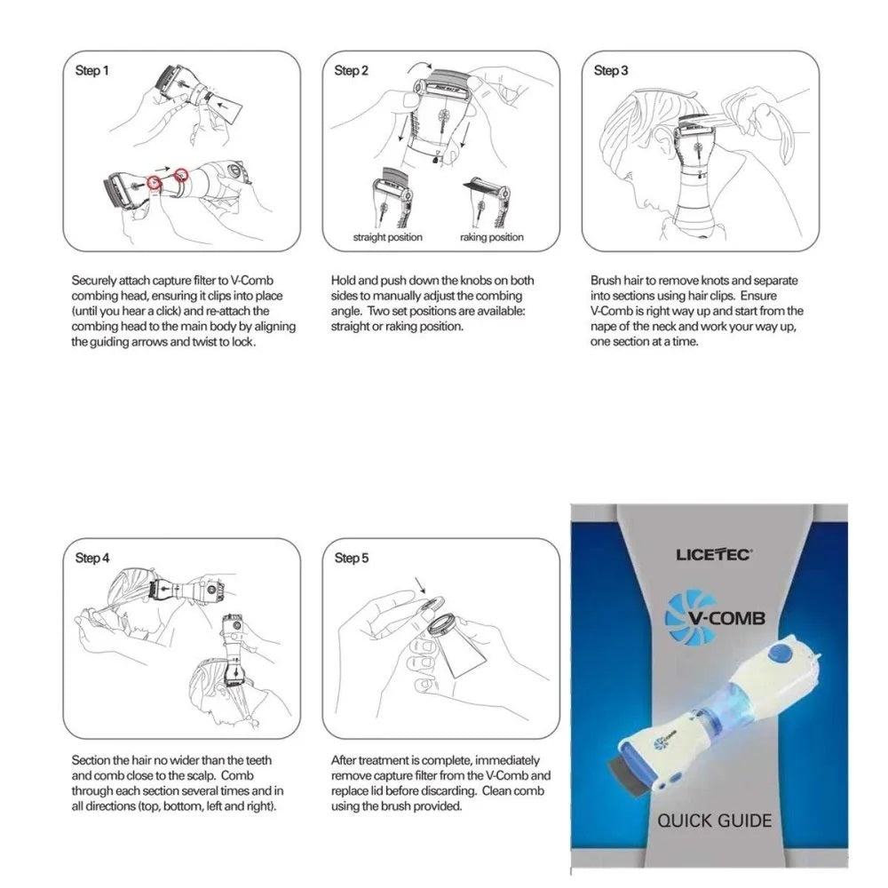 V Comb Electric Lice Removal Machine