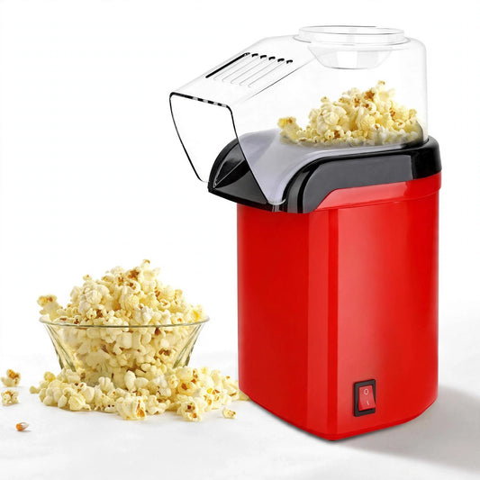 Mini Popcorn Maker Machine - Hot Air Oil-Free Electric Popcorn Popper - Fast & Healthy Popcorn in 2 Minutes - Red