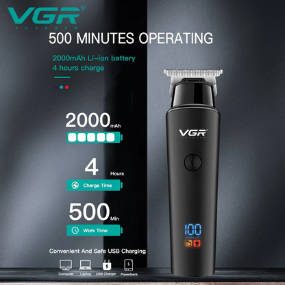 VGR Professional Hair & Beard Trimmer — Cordless Grooming Kit